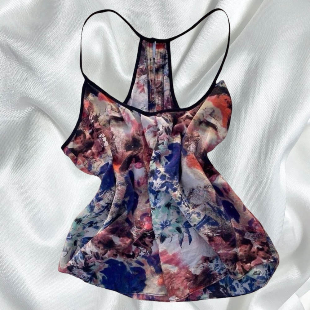 Kimchi Blue abstract colorful floral silk cropped cami